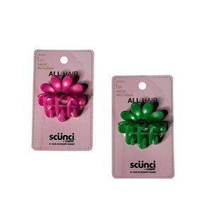 Scunci Bright Flower Claw Clip Set Pink & Green | Hair Accessories